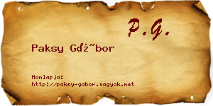 Paksy Gábor névjegykártya